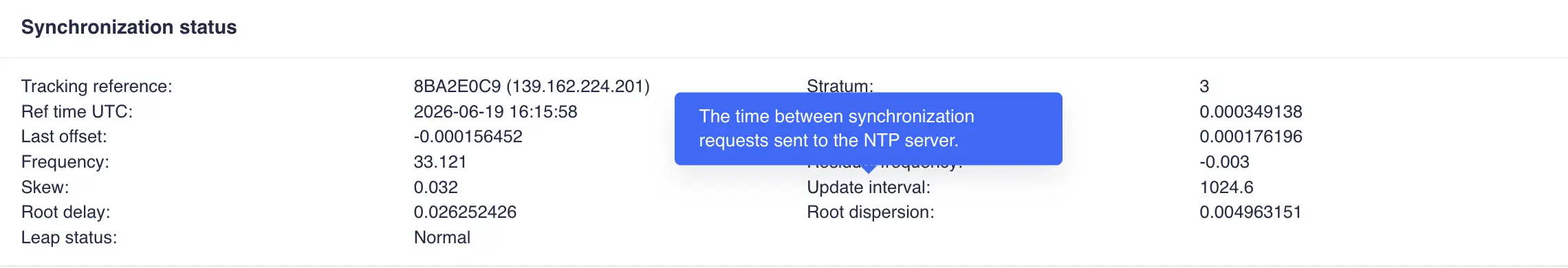 NTP Sync Status Tooltip