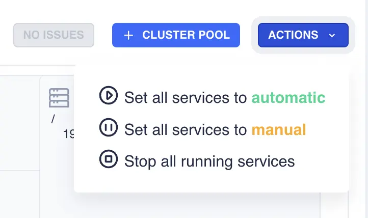 Dashboard Actions Buttons Menu